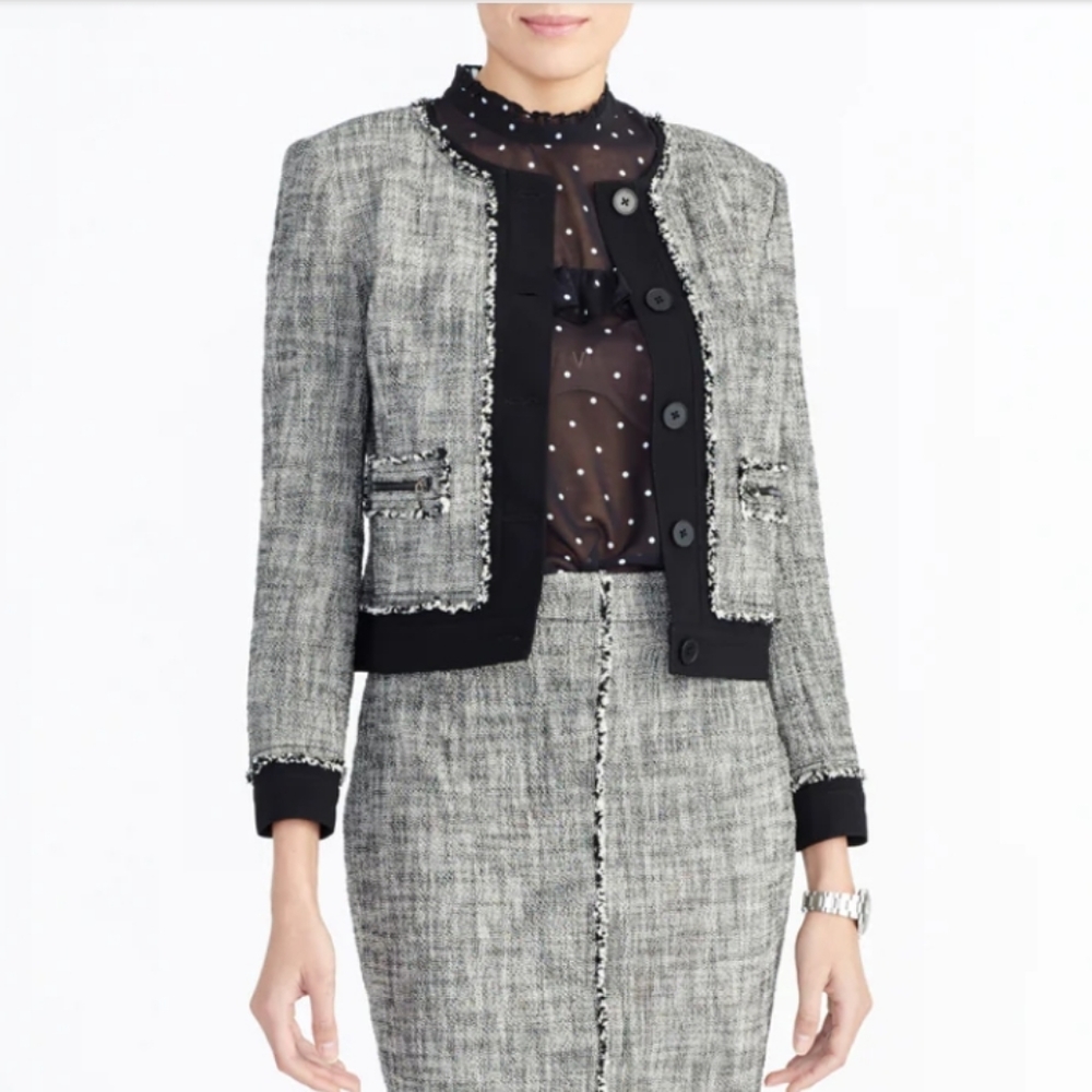 Rachel Roy Collection Cropped Tweed Jacket Size 8